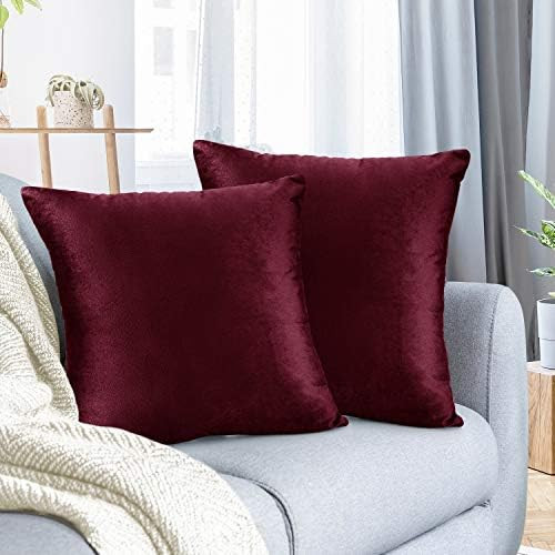 Nestl Throw Pillow Covers, Cozy Velvet Decorative Burgundy Red Pillow Covers 18 x 18 Inches, Soft... | Amazon (US)