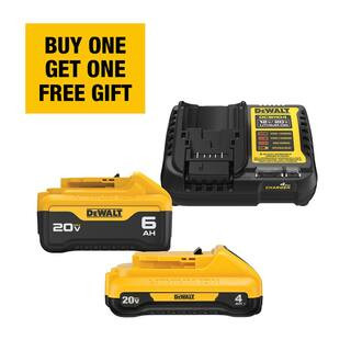 DEWALT 20V MAX Lithium-Ion 6.0Ah and 4.0Ah Battery and Charger Starter Kit DCB2460C - The Home De... | The Home Depot