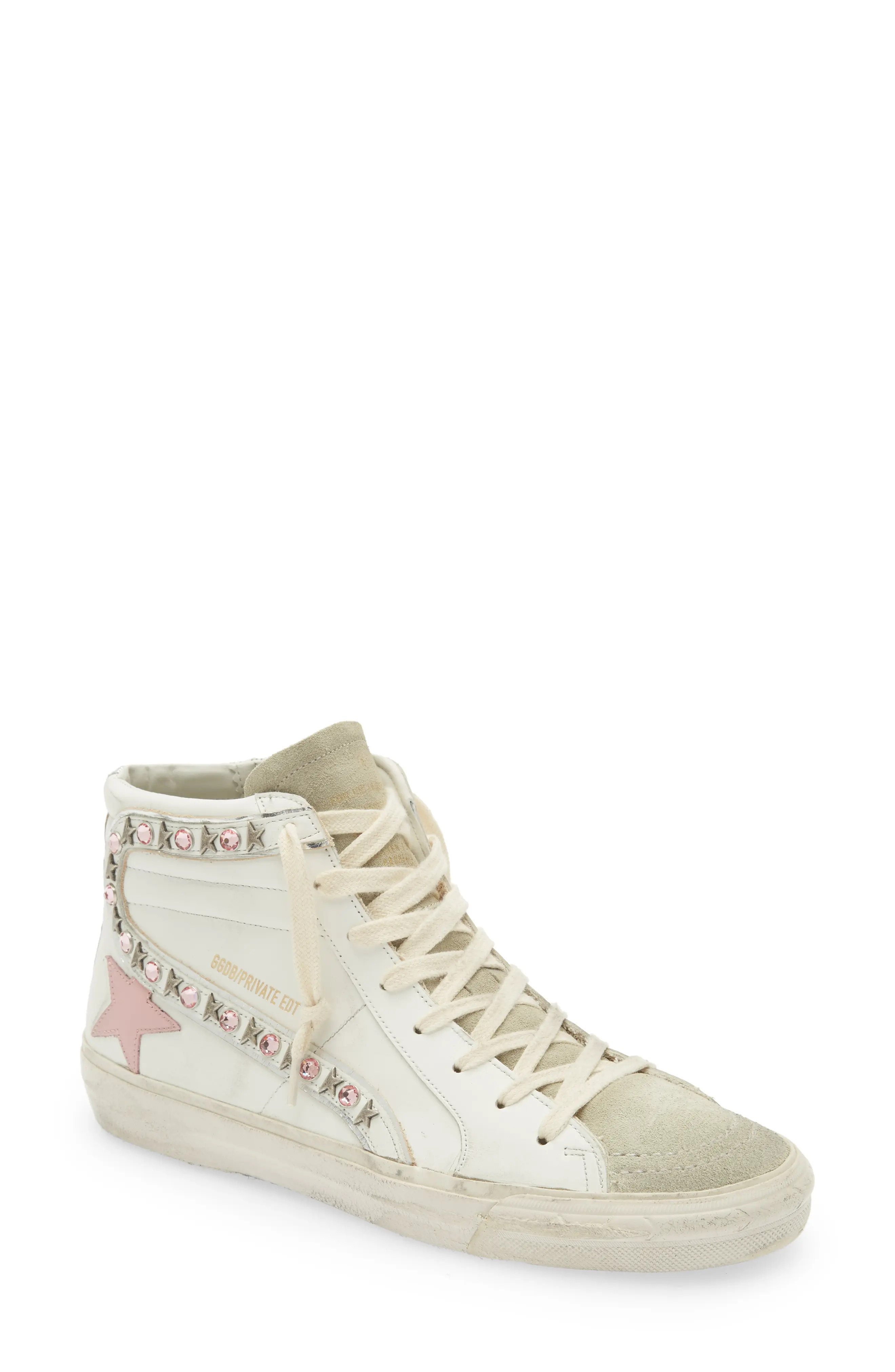 Golden Goose Slide High Top Sneaker in White/Ice/Pink at Nordstrom, Size 9Us | Nordstrom