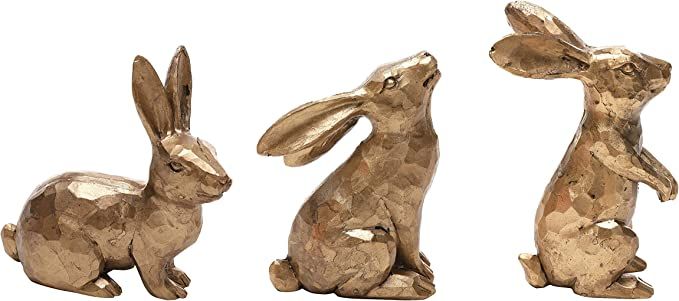 DN DECONATION Golden Polyresin Bunny Decor Rabbit Figurines, Easter Bunny Statue Set of 3 for Spr... | Amazon (CA)