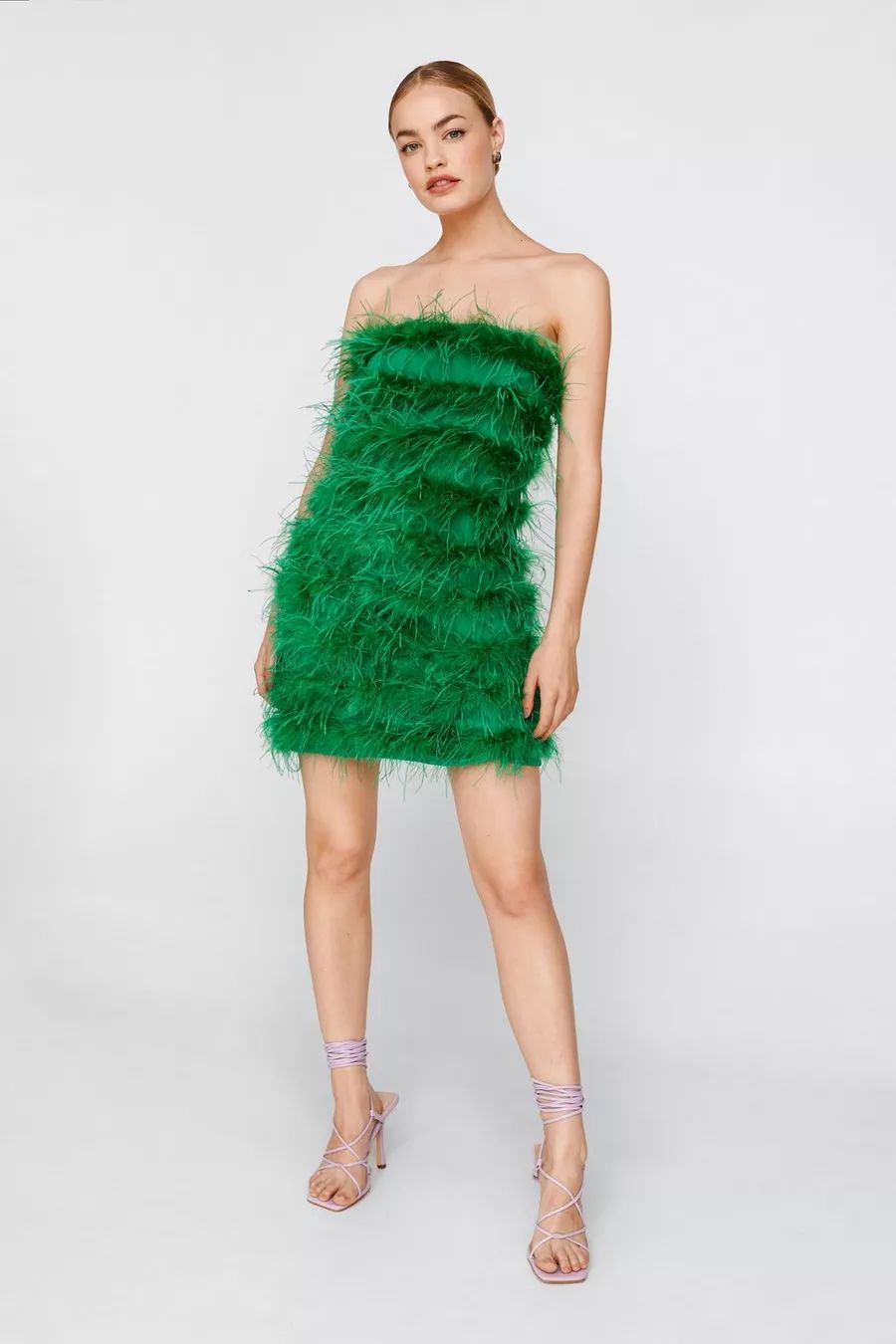 Feather Bandeau Mini Dress | Nasty Gal US