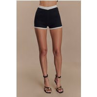 Julianne Contrast Knit Shorts - Black/White | MESHKI US