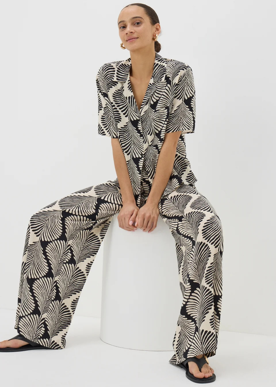 Black Monochrome Shell Wide Leg Trousers | Matalan (UK)