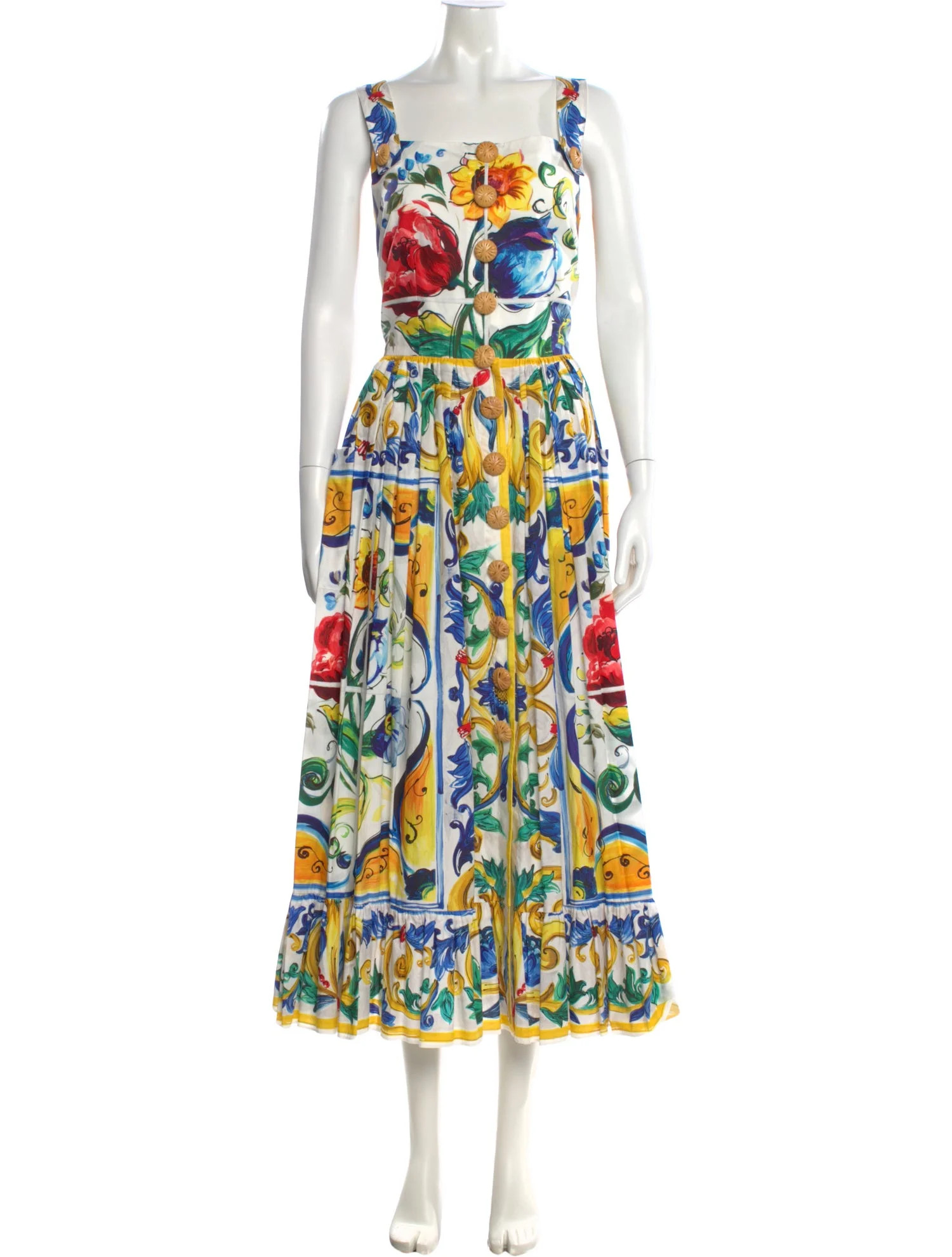 Dolce & Gabbana Floral Print Long Dress - Yellow Dresses, Clothing - DAG569107 | The RealReal | The RealReal