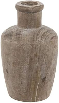 Wisechoice Large Distressed Wooden Vase | Brown Surface Lightly Whitewashed Wood Jar | Shelf, Des... | Amazon (US)