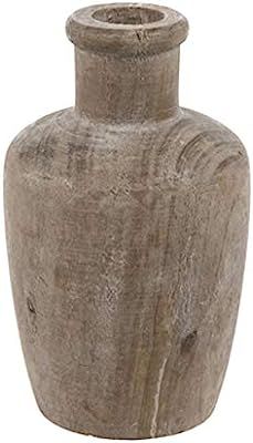 Wisechoice Large Distressed Wooden Vase | Brown Surface Lightly Whitewashed Wood Jar | Shelf, Des... | Amazon (US)