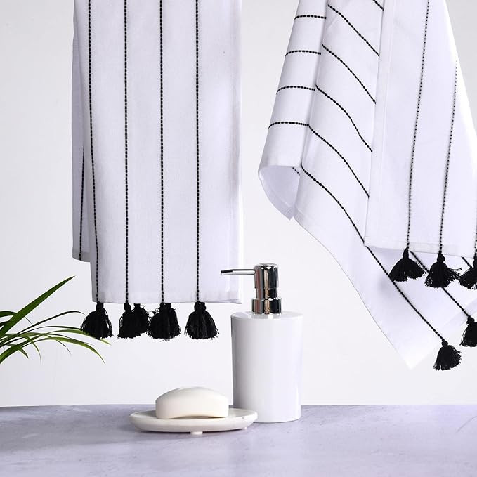 Folkulture Boho Hand Towels with Tassels for Bathroom Hanging and Decorative, Set of 2, 100% Cott... | Amazon (US)