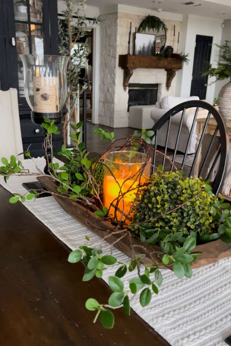 Easy dough bowl arrangement  inspiration greenery, centerpiece , candles home decor decor accents 

#LTKhome #LTKSeasonal #LTKstyletip