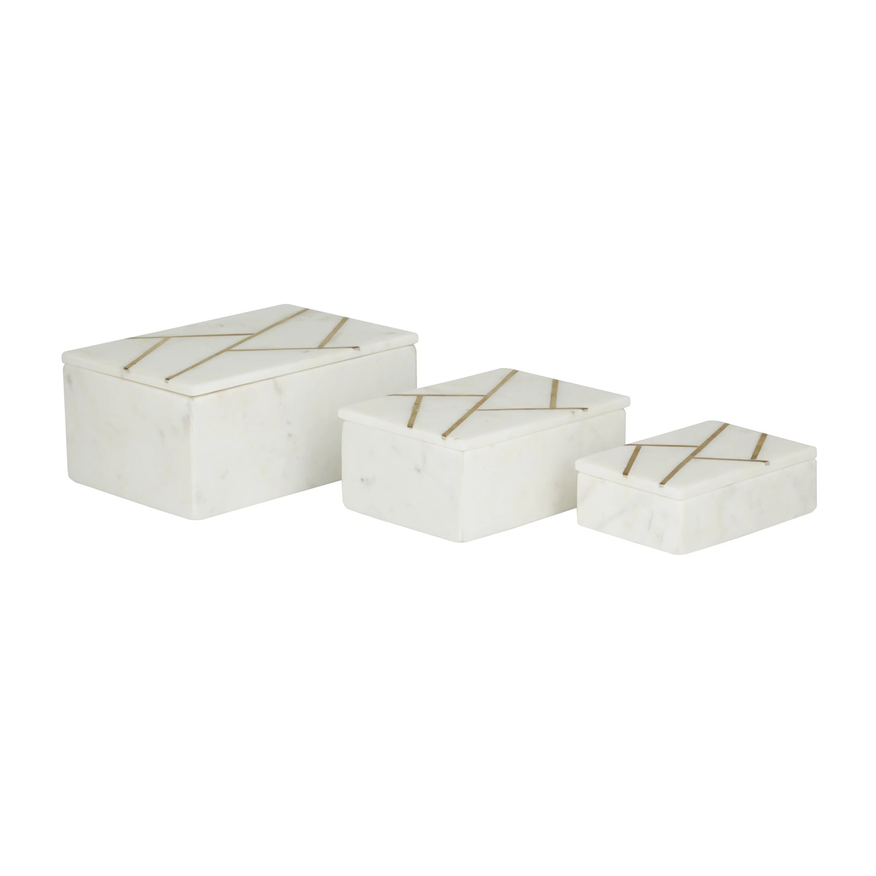 DecMode White Marble Decorative Box with Gold Linear Lines, 3 Count | Walmart (US)