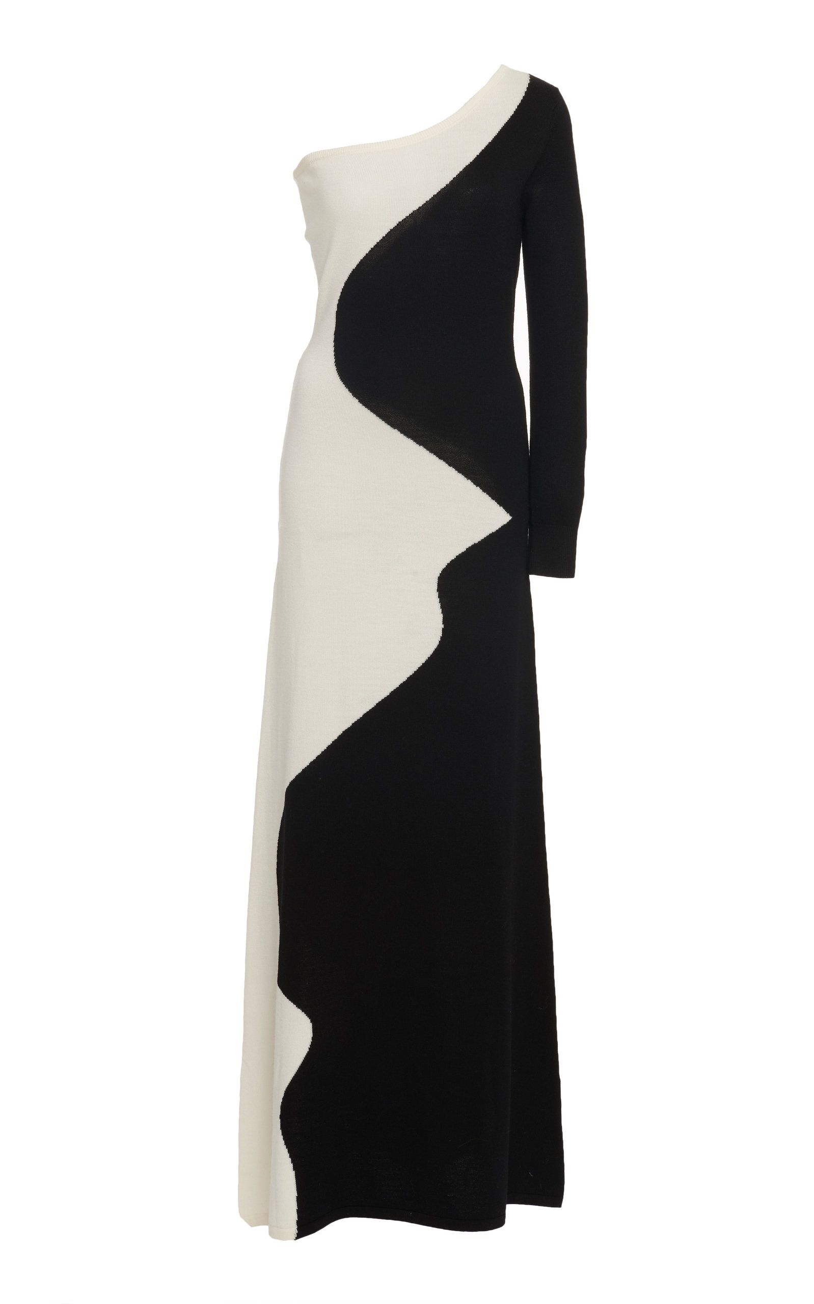 Victor Glemaud Color-Block One-Shoulder Merino Wool Maxi Dress | Moda Operandi Global