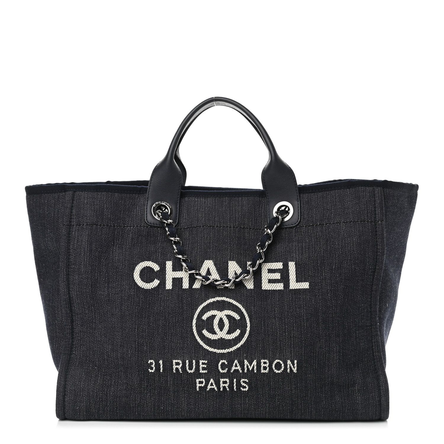 CHANEL

Denim Medium Deauville Tote Dark Blue | Fashionphile