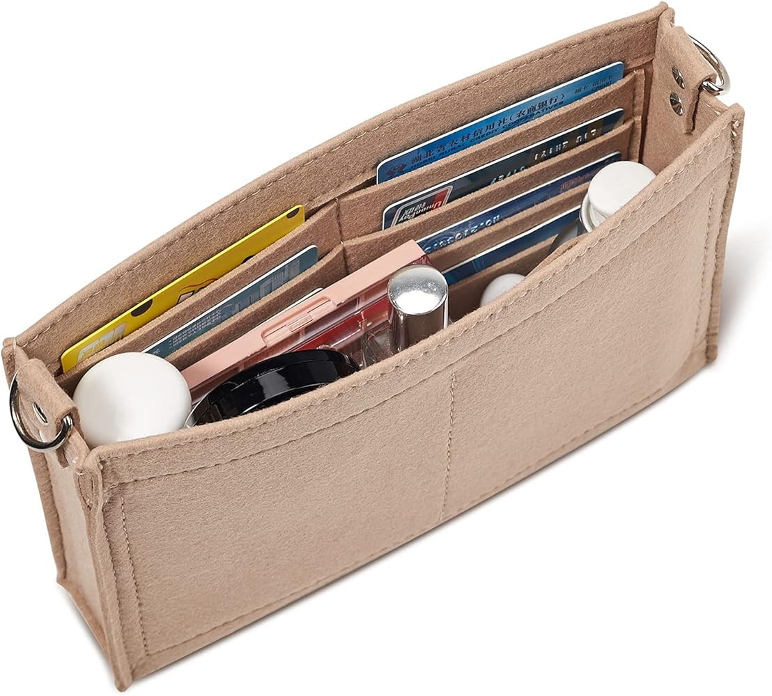 Vercord Felt Purse Insert Organizer LV 26 19 Toiletry Pouch Insert with D Ring Attach Chain Strap | Amazon (US)
