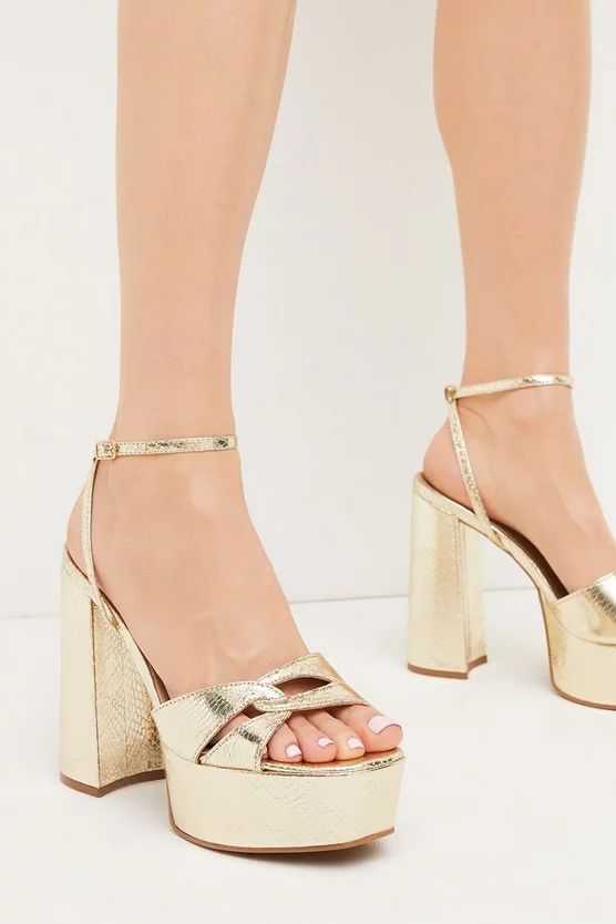 Metallic Platform Sandal | Karen Millen UK & IE