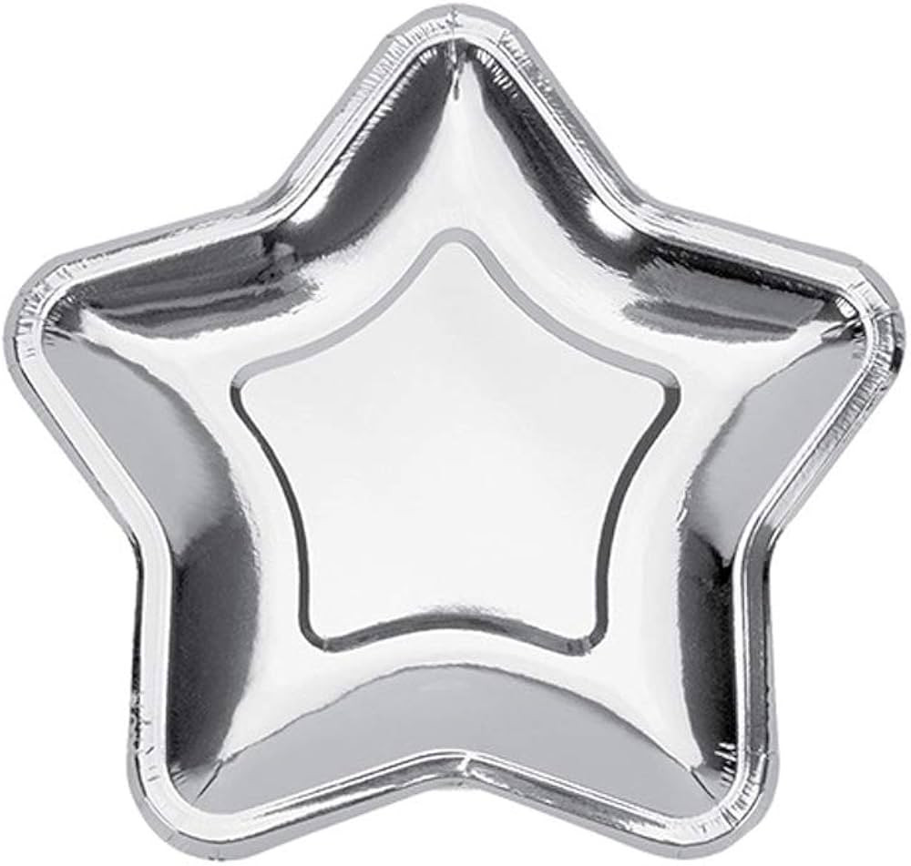 Rgontar 20 Pcs Star Silver Paper Plates, 7 Inch Pentagram Disposable Paper Plates for Appetizers,... | Amazon (US)