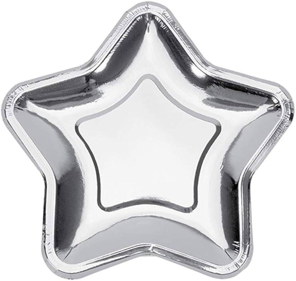 Rgontar 20 Pcs Star Silver Paper Plates, 7 Inch Pentagram Disposable Paper Plates for Appetizers,... | Amazon (US)