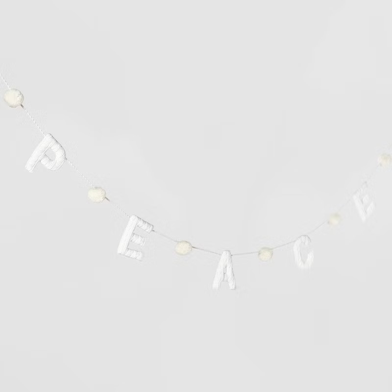 60" Fabric 'Peace' Garland White - Wondershop™ | Target