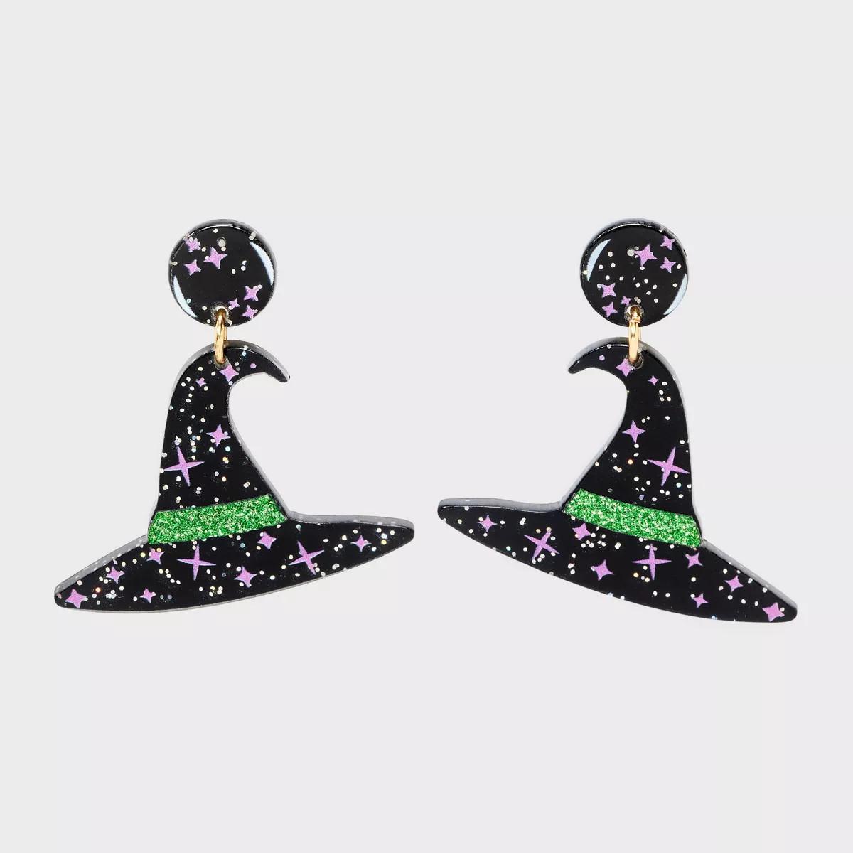 Halloween Witch Hat Earrings - Black/Green/Pink | Target