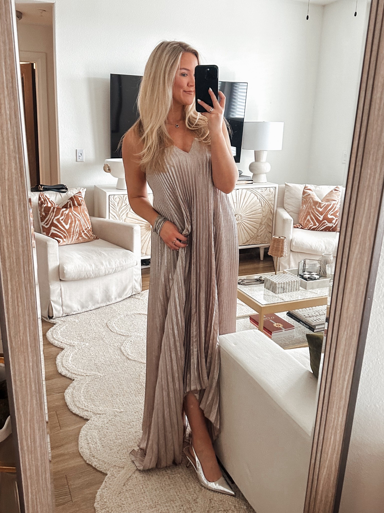 Recent wedding guest dress. True to size, I'm 5''7" wearing a M. 30% off with code SAVE30

Wedding guest. Winter event. Pleated dress. Neutral dress. Strapless dress. champagne dress  

#LTKFindsUnder100 #LTKSaleAlert #LTKWedding