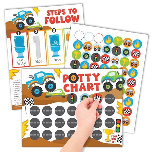 Hadley Designs Truck Potty Training Chart for Toddlers Boys - Sticker Chart for Kids Potty Training Chart for Toddlers Boys, Potty Sticker Chart for Toddlers Boy, Potty Rewards | Amazon (US)