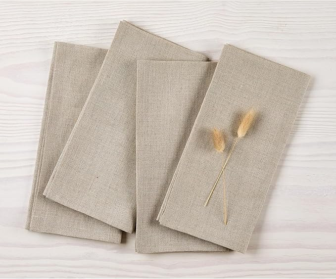 Solino Home Natural Linen Napkins 20 x 20 Inch – 100% Pure Linen Dinner Napkins Set of 4 – Wa... | Amazon (US)