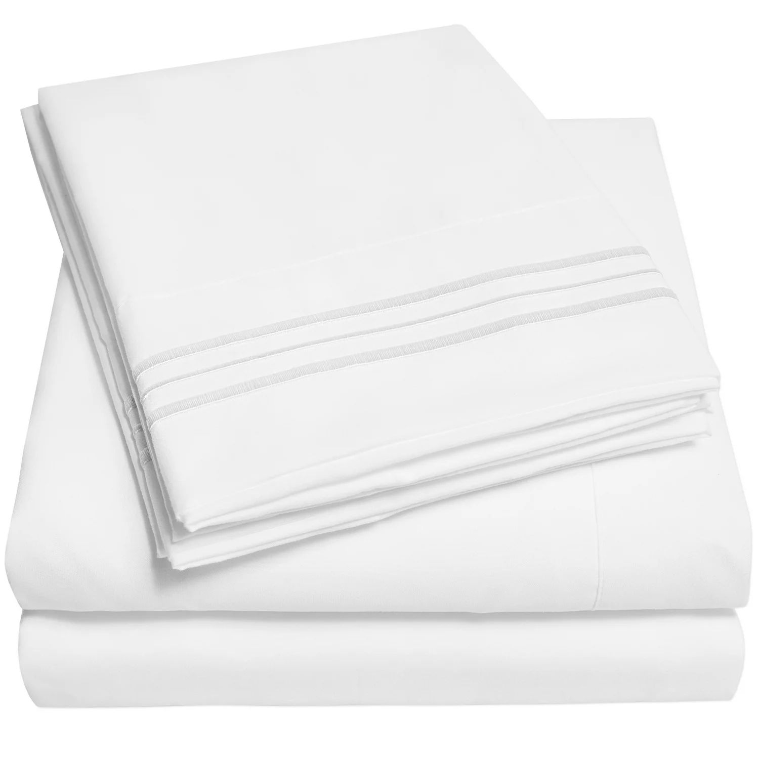 1800 Thread Count 4 Piece Deep Pocket Bedroom Bed Sheet Set California King - White | Walmart (US)