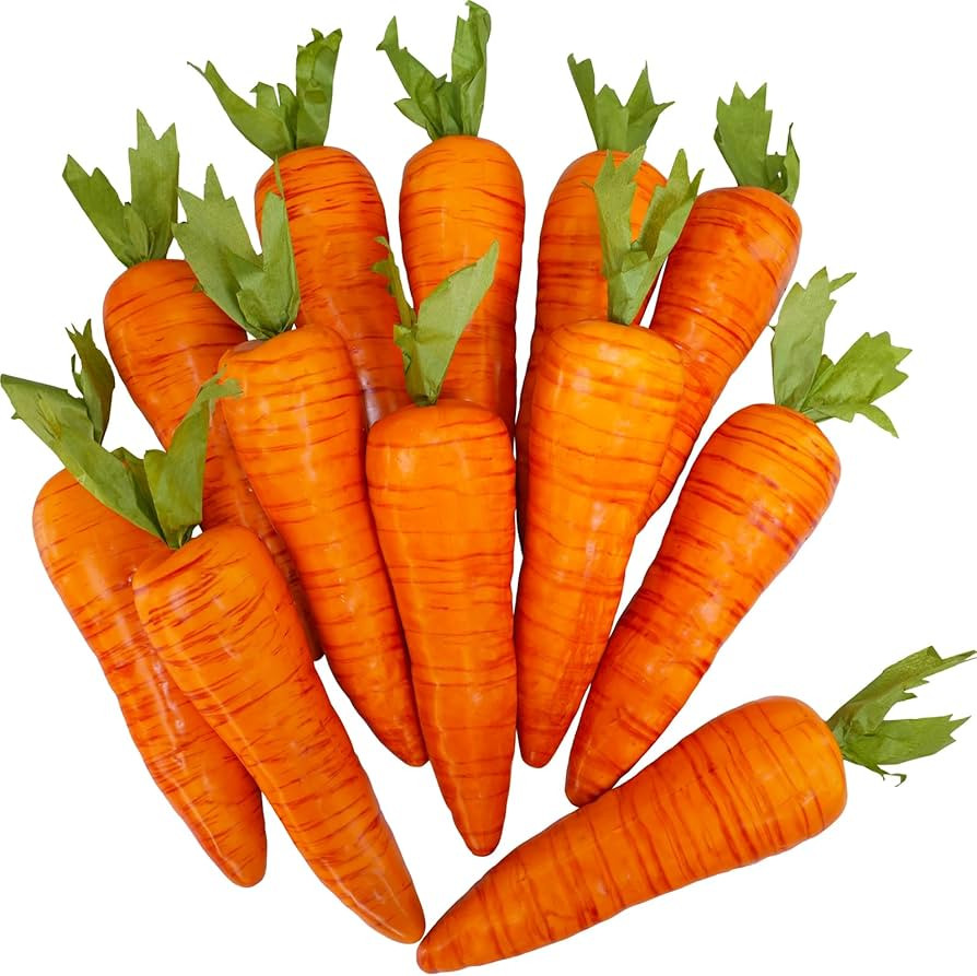 Winlyn 12 Pcs Artificial Carrots Easter Decorative Orange Foam Carrots Lifelike Simulation Artifi... | Amazon (US)