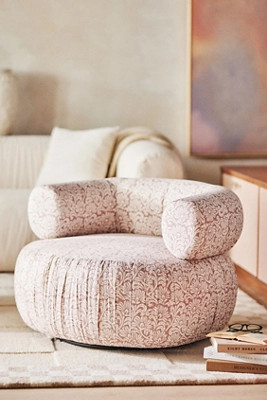Martinique Kari Block Printed Swivel Chair | Anthropologie (US)