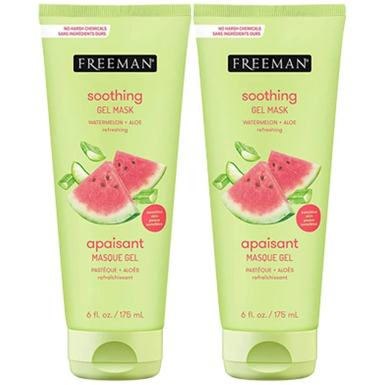 2-Pack FREEMAN Soothing Watermelon And Aloe Gel Facial Mask, Hydrates, Nourishes, And Soothes Irr... | Walmart (US)