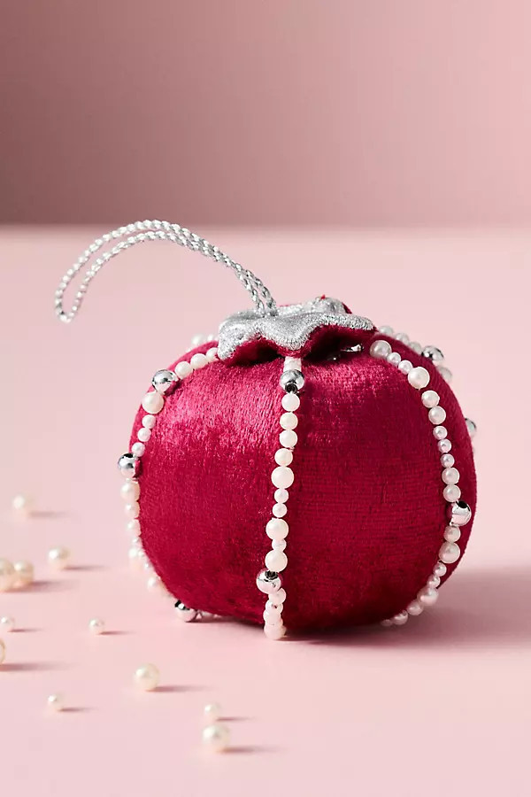 Pearled Velvet Fruit Ornament | Anthropologie (US)