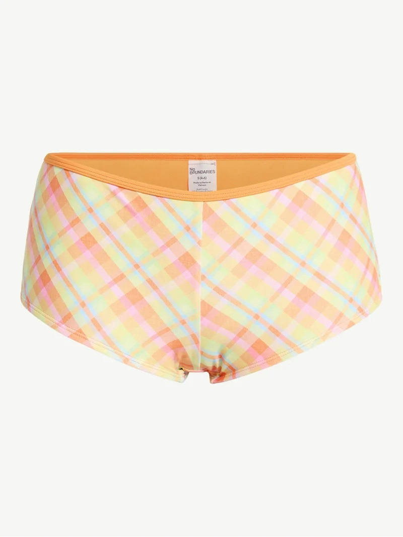 No Boundaries Plaid Boyshort Bikini Bottoms, Women’s XXS-XXL | Walmart (US)