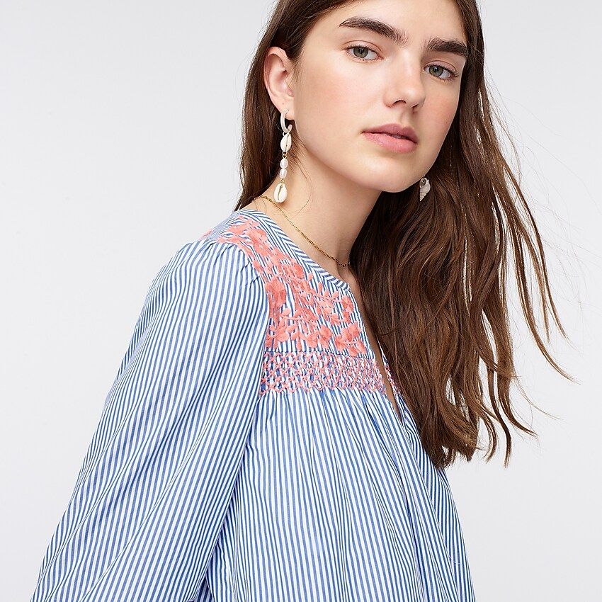 Embroidered popover dress with ruffle hem | J.Crew US