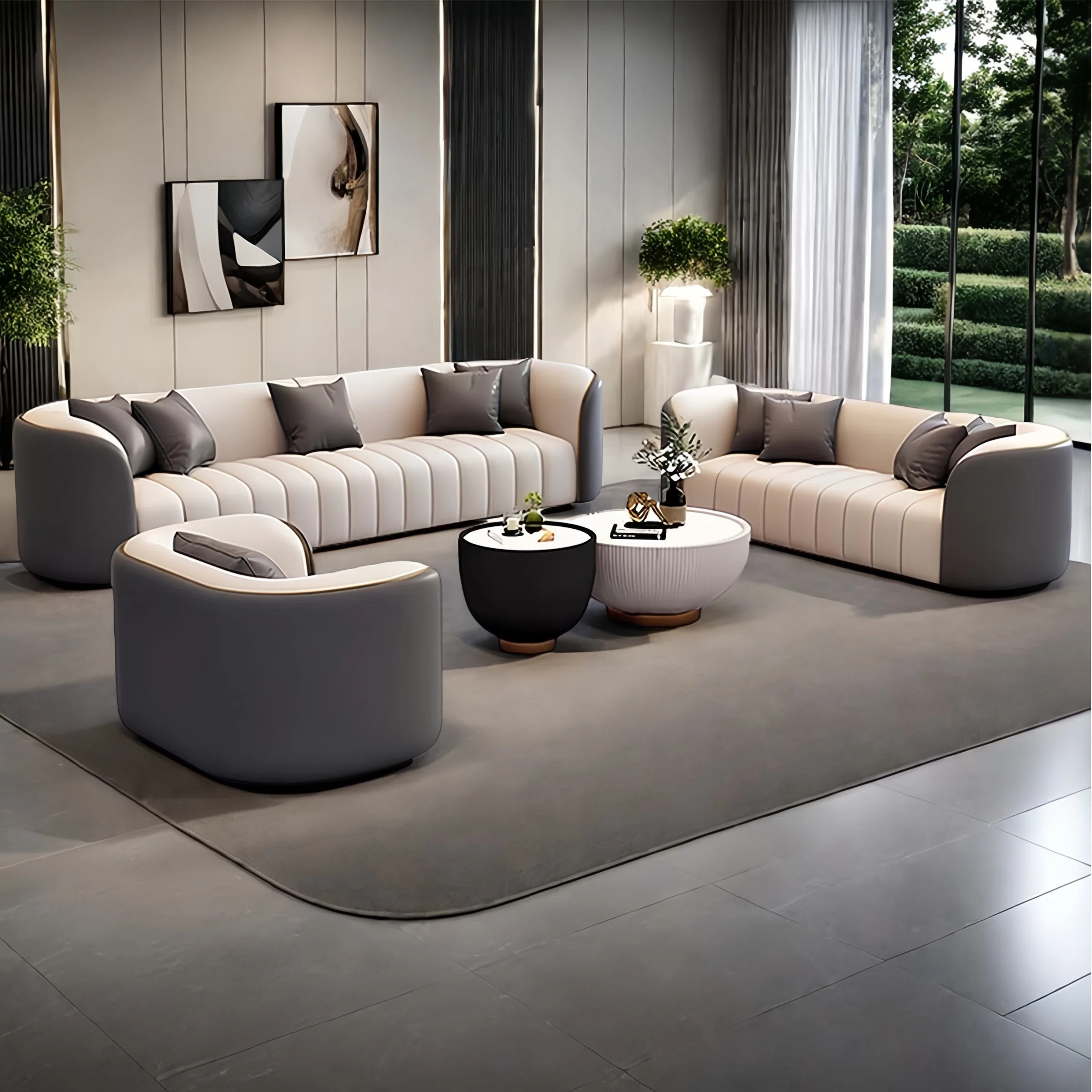 4 Piece Modern Grey Sofa Living Room Set with Coffee Table | Wayfair North America