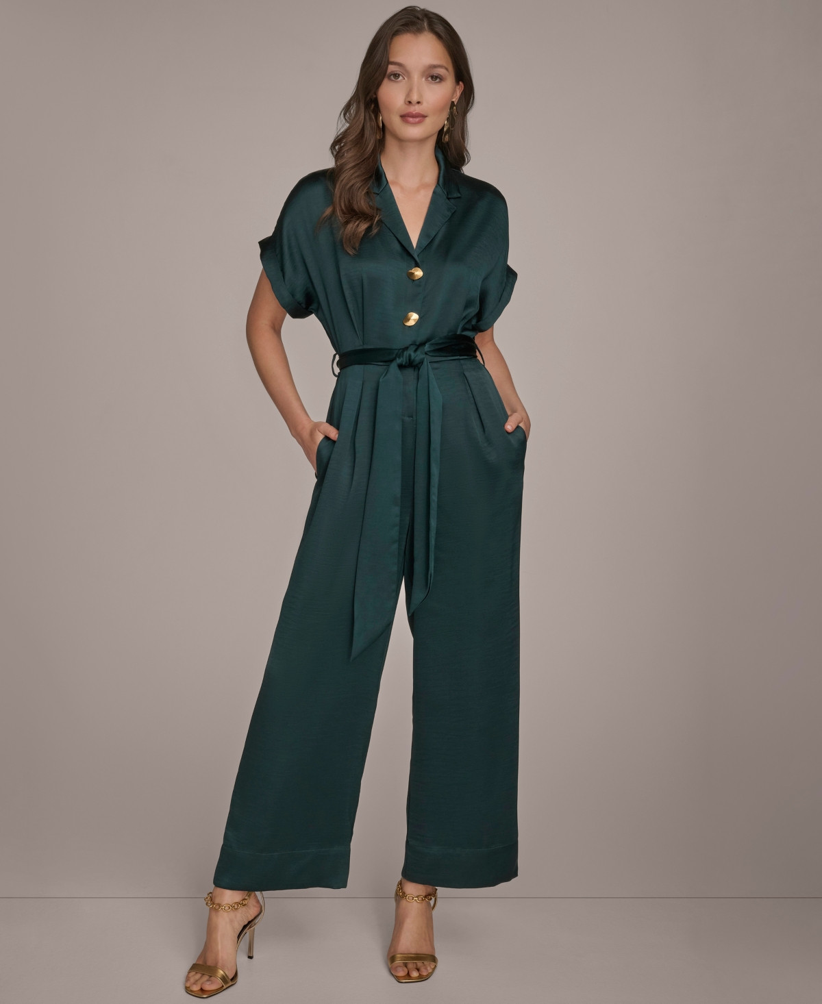 Donna Karan New York Women's Satin Wide Leg Jumpsuit - Macy's | Macy's