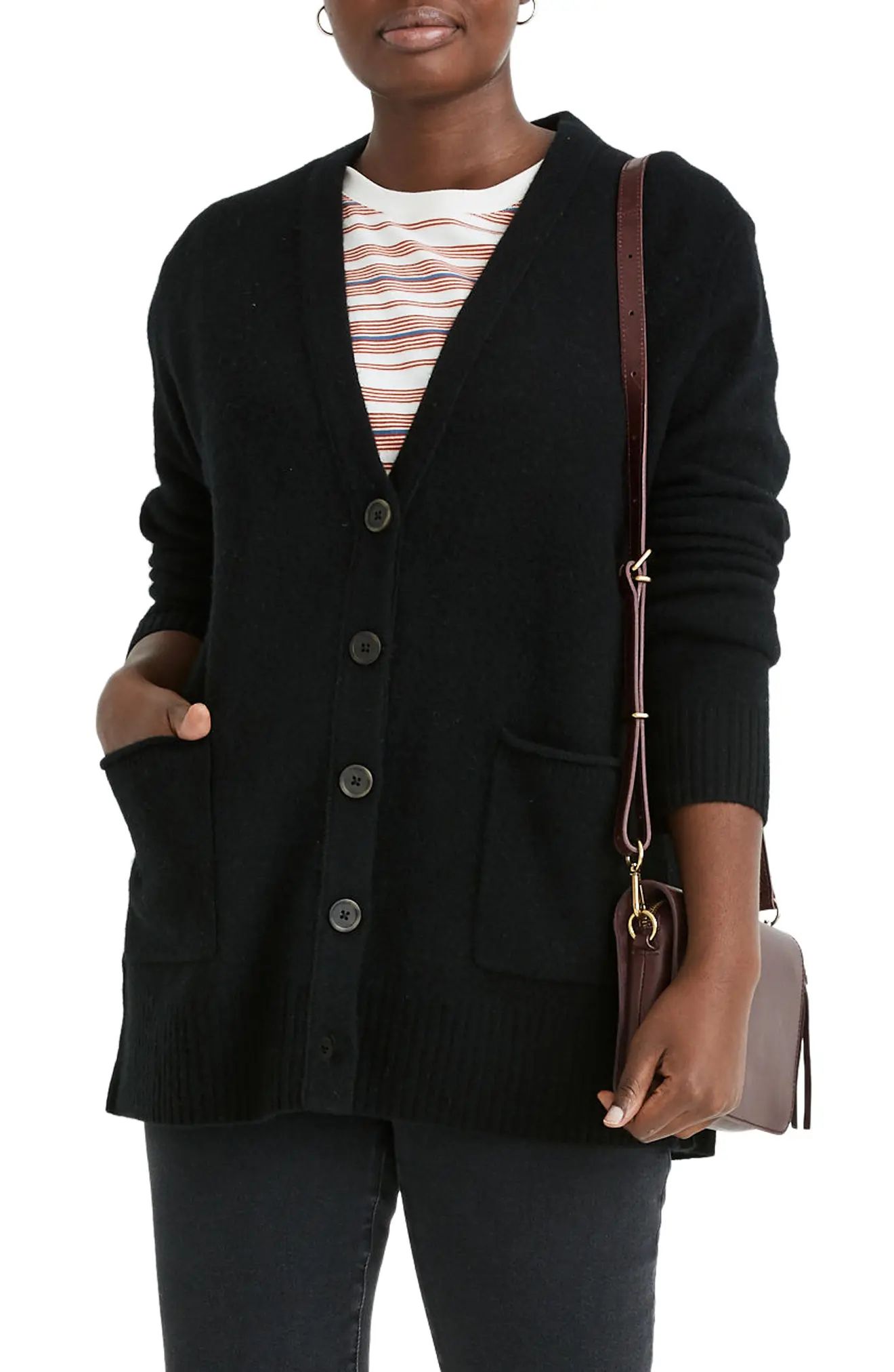 Women's Madewell Trista Boiled Cardigan, Size Medium - Black | Nordstrom