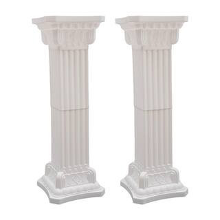 35.43 in. H White Wedding Roman Pillar Stage Party Events Flower Decorative Column 2-pack | The Home Depot