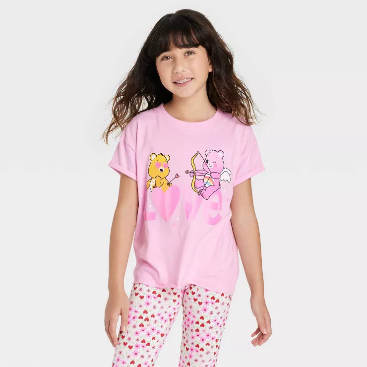 Girls' Care Bears Love Valentine's Day Graphic T-Shirt - Pink | Target