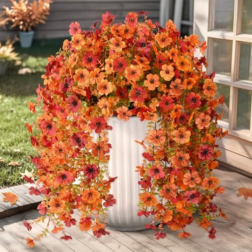 Artificial Fake Mums Flowers Plant for Outdoor Fall Faux Home Decor | UV Resistant No Fade looks ... | Amazon (US)