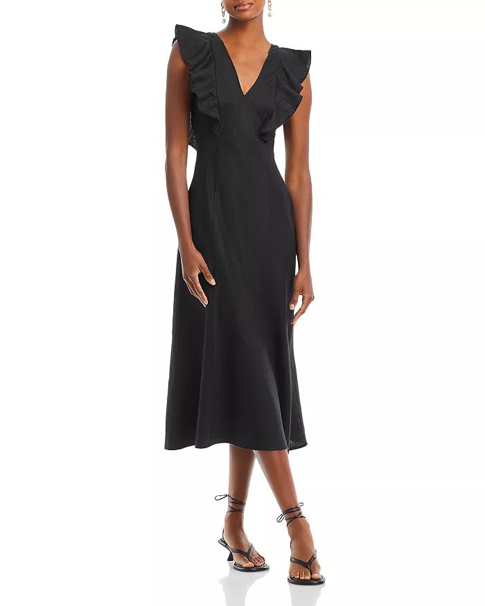 Constance Linen Flutter Sleeve Midi Dress | Bloomingdale's (US)