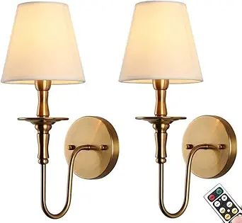 Wireless Battery Operated Wall Sconces Set of 2,No Wiring Rechargeable Wall Lights with Remote,An... | Amazon (US)