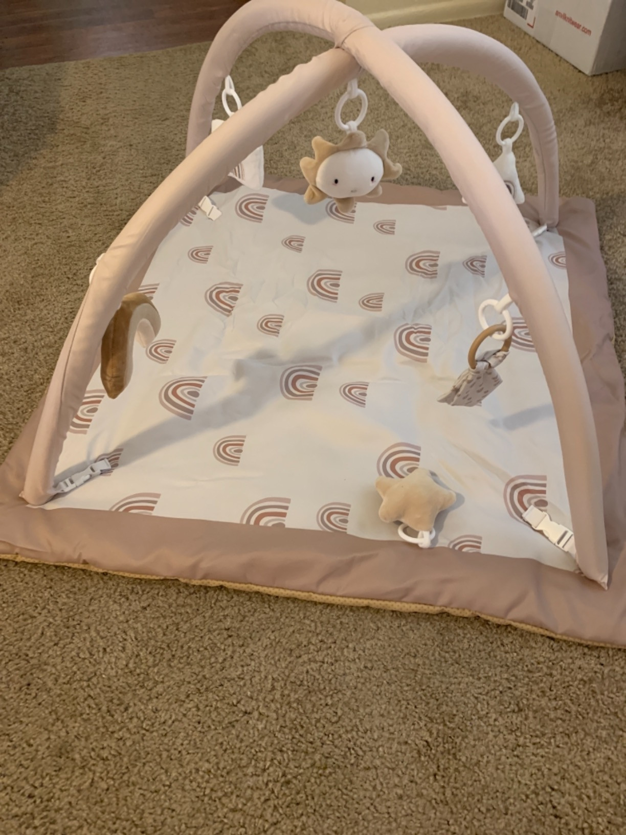 Washable Tummy Time Mat, Baby Play Gym with 6 Featured Toys and 12 Milestone Cards, Baby Gym for ... | Amazon (US)