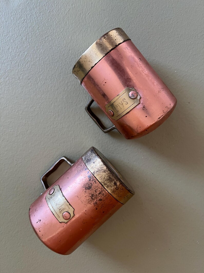 1960s Copper Cylinder Large Salt and Pepper Shakers, Sold as a Pair - Etsy | Etsy (US)
