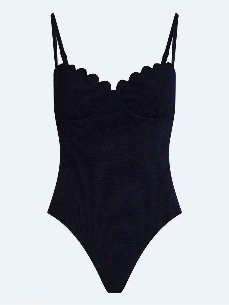 Free Assembly Women's Scalloped Balconette Underwire One Piece Swimsuit, Sizes XS-XL | Walmart (US)