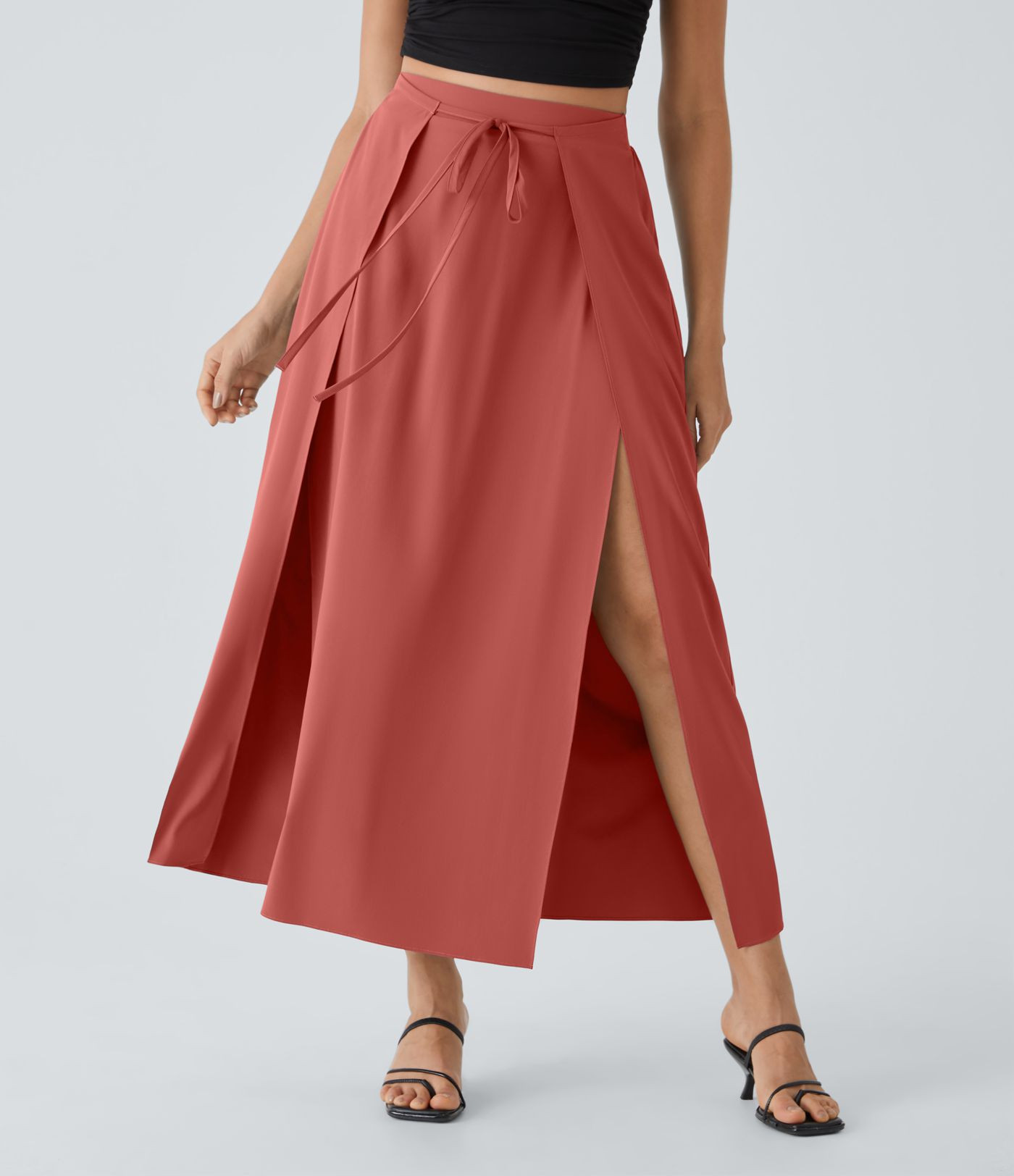 Women\u2019s Breezeful\u2122 High Waisted Tie Front Flowy 2-in-1 Maxi Quick Dry Casual Skirt - Ha... | HALARA