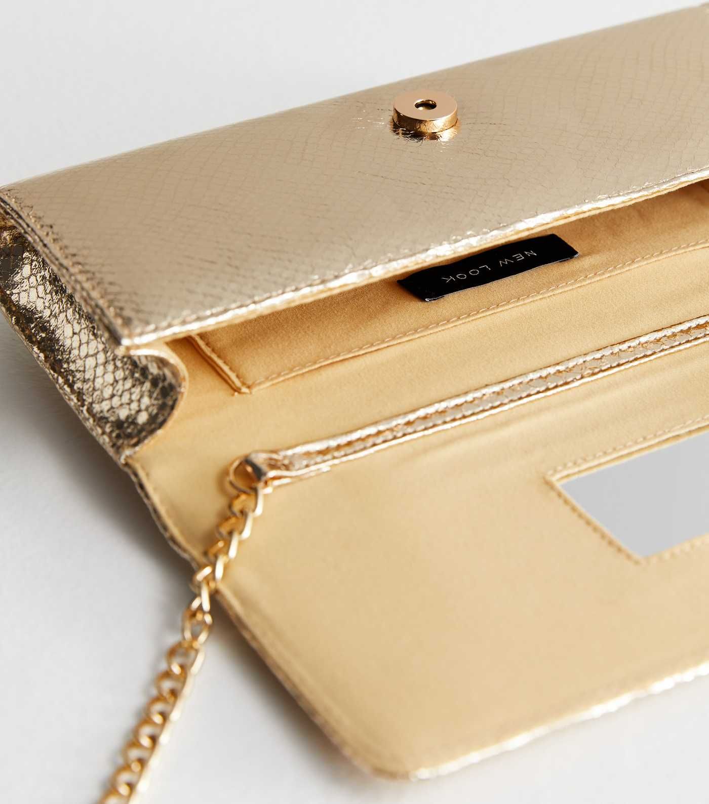 Gold Lizard Effect Clutch Bag | New Look | New Look (UK)
