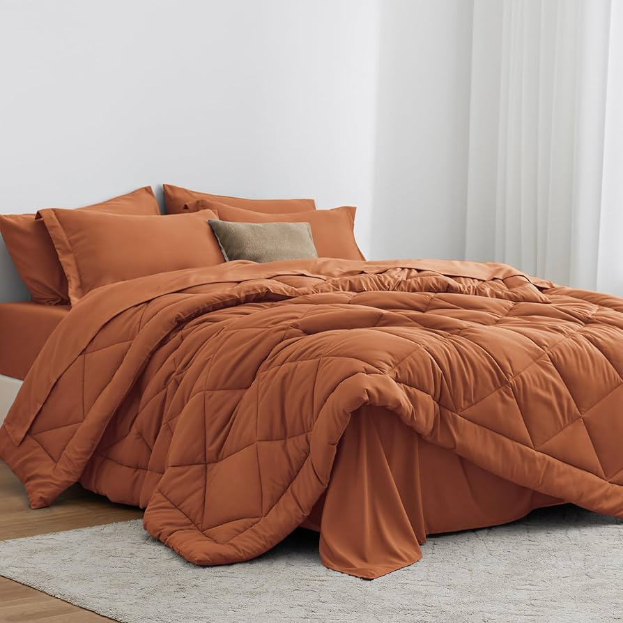 Love's cabin King Size Comforter Set Terracotta, 7 Pieces King Bed in a Bag, All Season Bedding S... | Amazon (US)