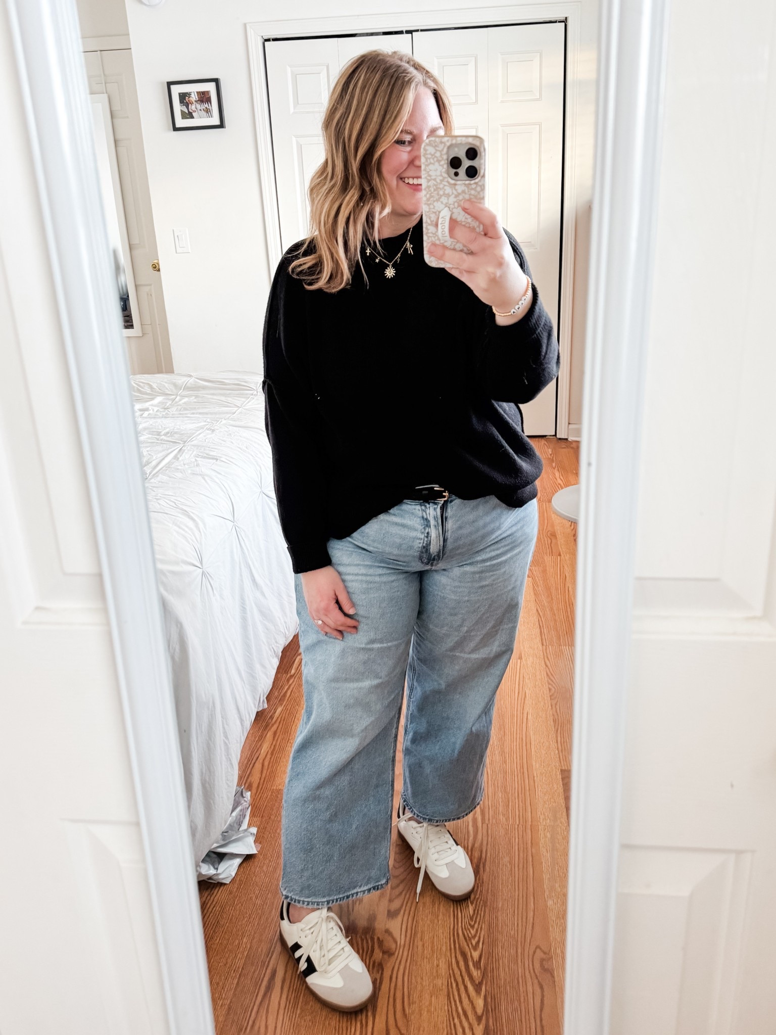 Easy Friday jeans teacher outfit 
Jeans are a 14 X short 
Sweater is a large 

#LTKFindsUnder50 #LTKMidsize #LTKPetite
