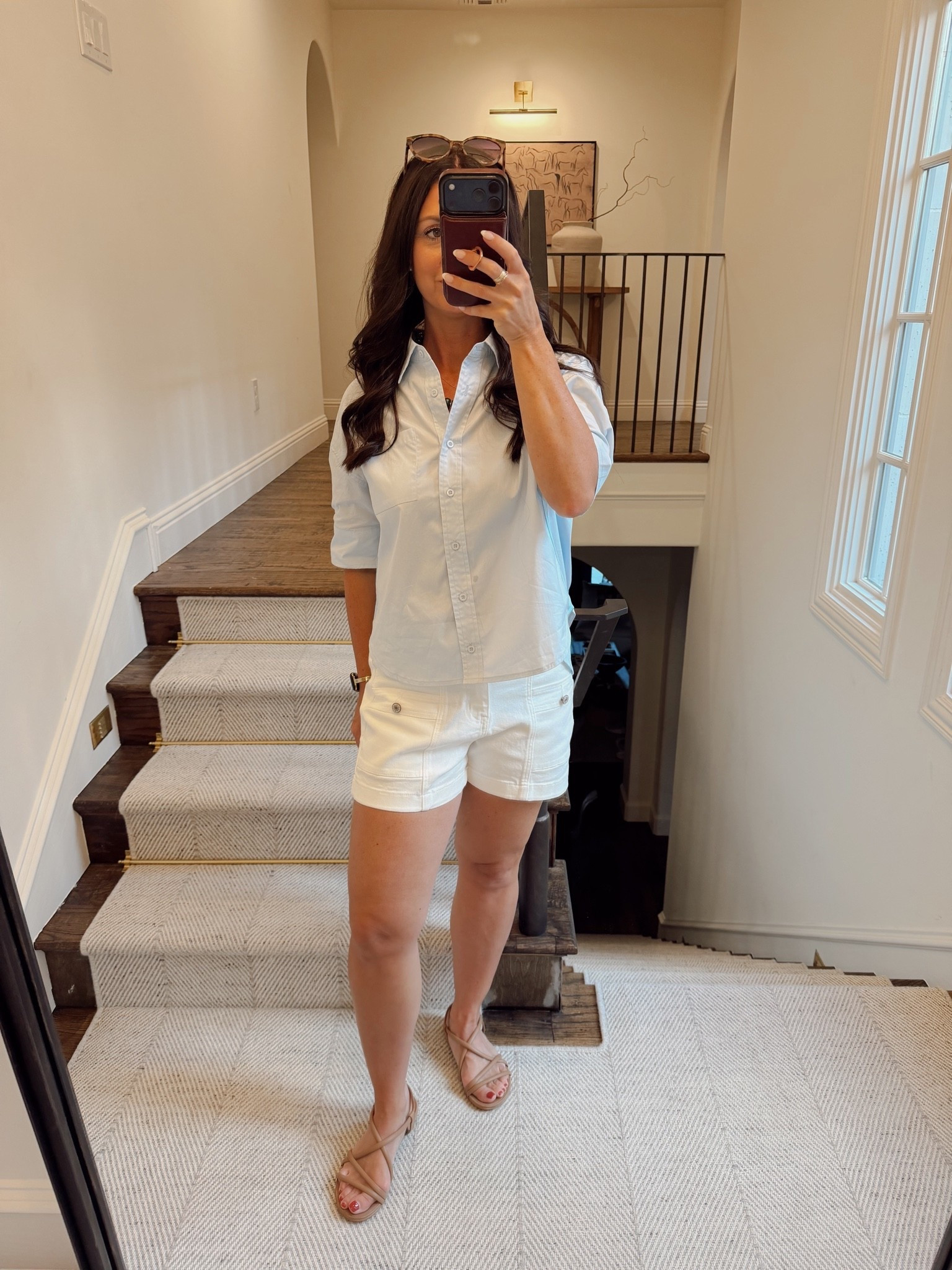 Cutest cropped collard shirt with fun feminine details on the back! Love the unexpected. And these shorts are some of my absolute favs! The fit is so good, nice and stretchy and good waist line.

#LTKOver40 #LTKSeasonal #LTKootd