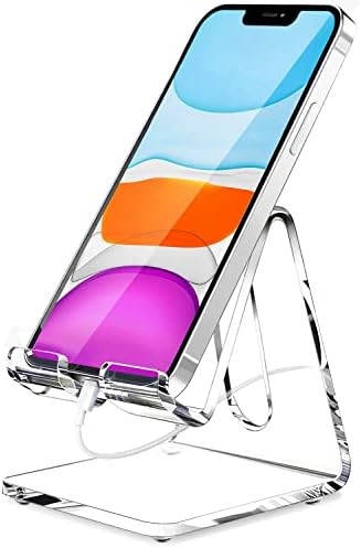 Crpich Acrylic Cell Phone Stand, Portable Clear Phone Stand for Desk, Compatible with Phone16 15 ... | Amazon (US)