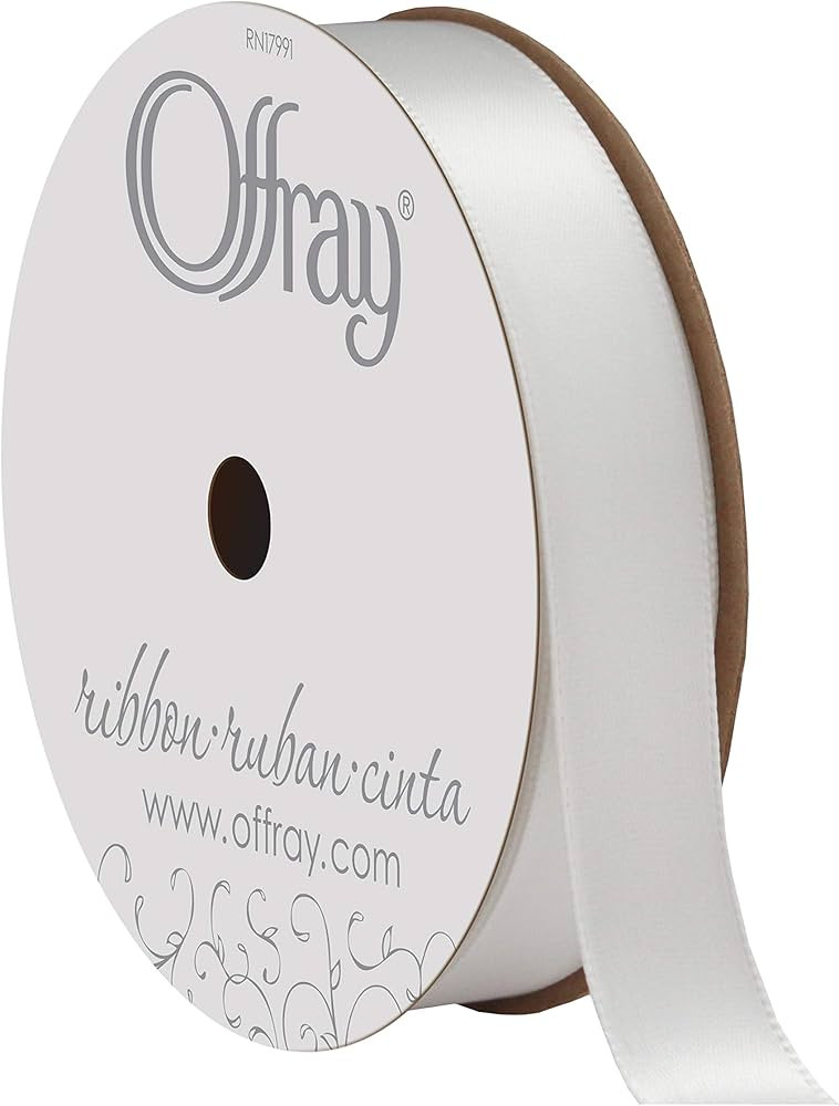Berwick 061152 5/8" Wide Single Face Satin Ribbon, White, 6 Yds | Amazon (US)