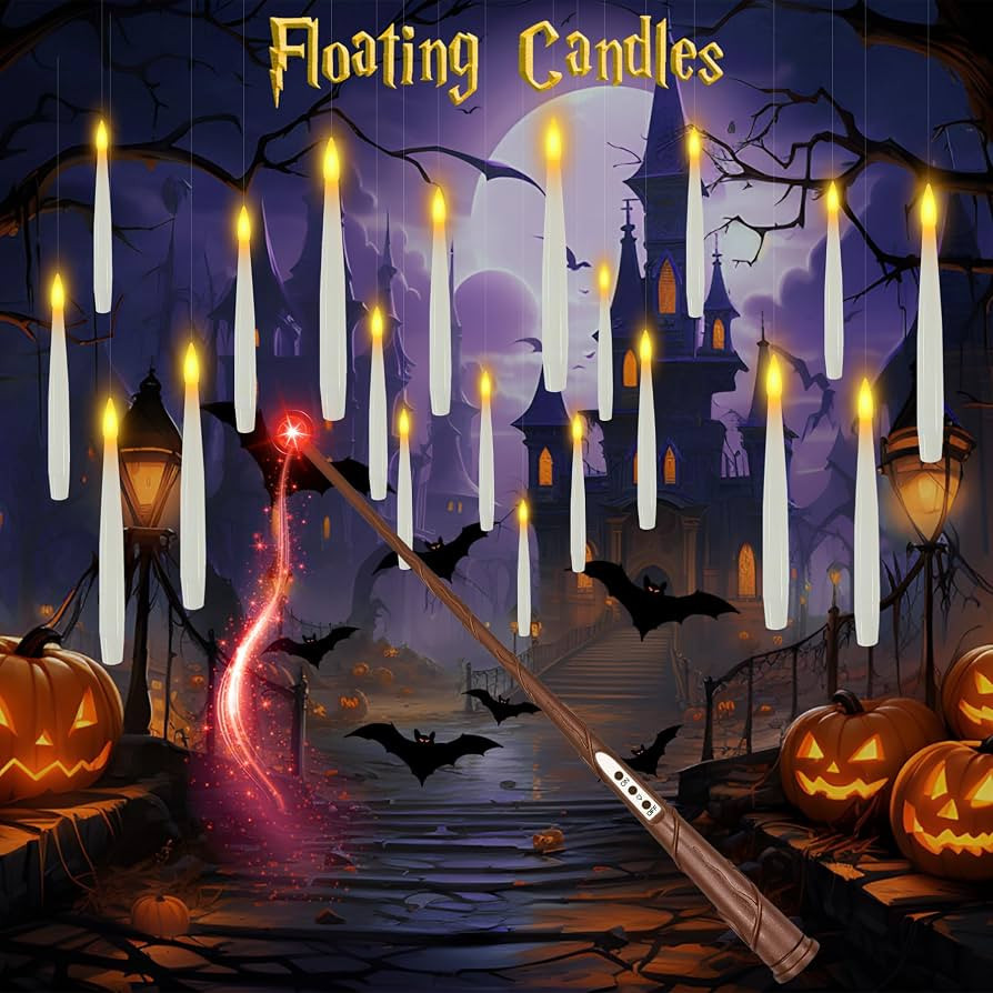 20 Pcs Floating Candles with Wand, Room Decor, Flameless Candles, Candelabra LED Candle with Wand... | Amazon (US)